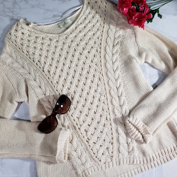 Anthropologie Sweaters - Anthropologie Ruby Moon Cream Cable Knit Sweater L